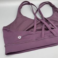Lululemon Energy Sports Bra Womens 12 Purple Strappy Crossback Yoga Gym