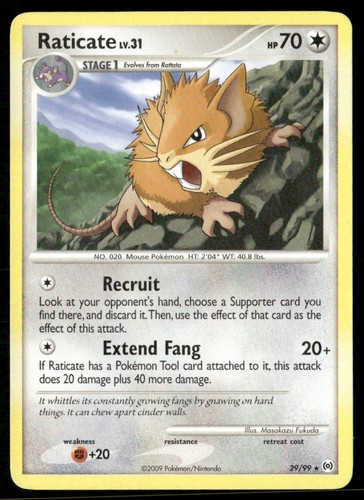 Raticate 29/99 Rare Arceus Pokemon Heavily Played