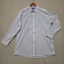 Stafford Travel Easy-Care Men's Blue Stripe Long Sleeve Dress Shirt Sz 17-32/33