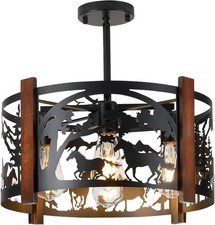 Rustic Horse Ceiling Light Fixtures4-lights E26 Metal Wood Farmhouse Lamp... Rustic Horse Ceiling Light Fixtures4-lights E26 Metal Wood Farmhouse Lamp...