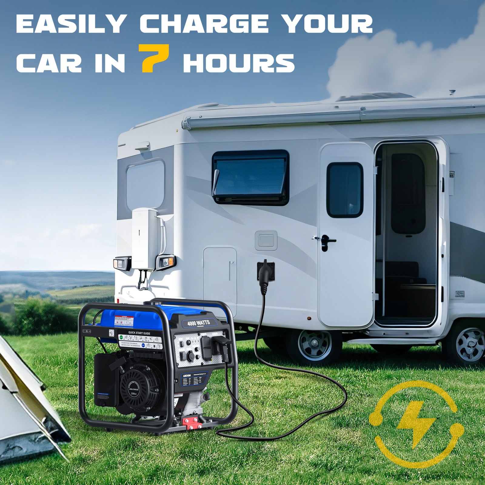 4000Watt Portable Gasoline Generator 4 Stroke 208cc Engine Gas Powered Generator