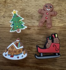 CROCS Jibbitz Christmas Holiday 4 Piece Set Sleigh Tree Gingerbread Man  House