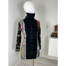 Nepal 100 Cotton Artsy Art to Wear High Neck Mini Dress Zip Up Top Size
