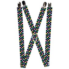 Suspenders - 1.0  - Checker Black/Multi Pastel ACC NEW