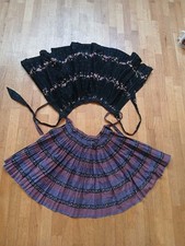 Vtg 70s Girl  s Cotton Pleated Handmade Floral Retro Matching Skirts Lot 2 Age 8