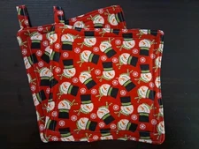 Potholders, handmade set of 2, Snowman