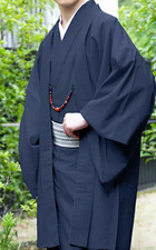 Japanese Men's Traditional Kimono HAORI Jacket Coat Navy Stripe from JAPAN