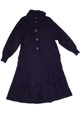 Venesha Coat Womens Large Purple Angora Long Collared Single Breasted Lined