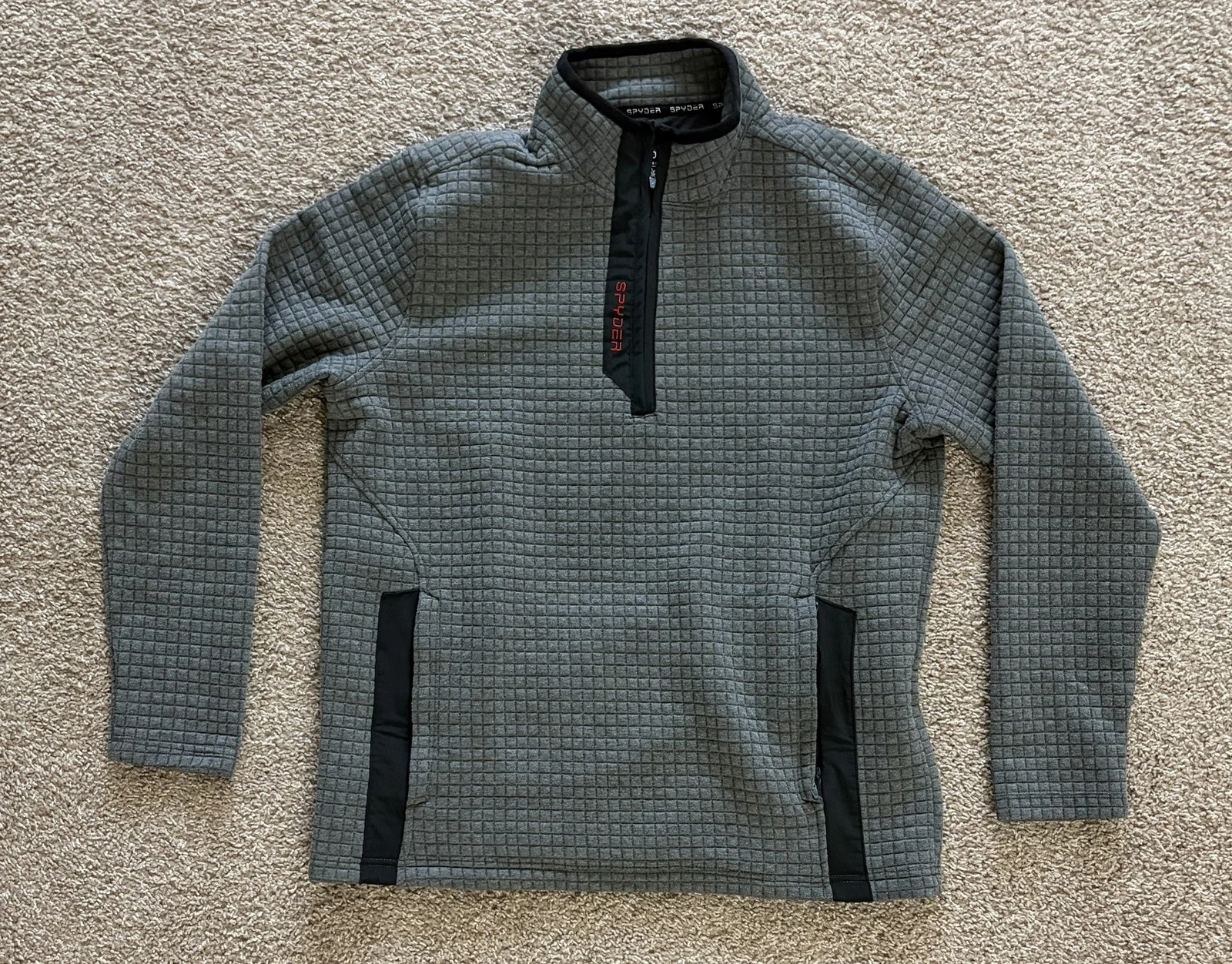 Spyder Pullover Mens Large Gray Quarter Zip Long Sleeve Textured Knit Top