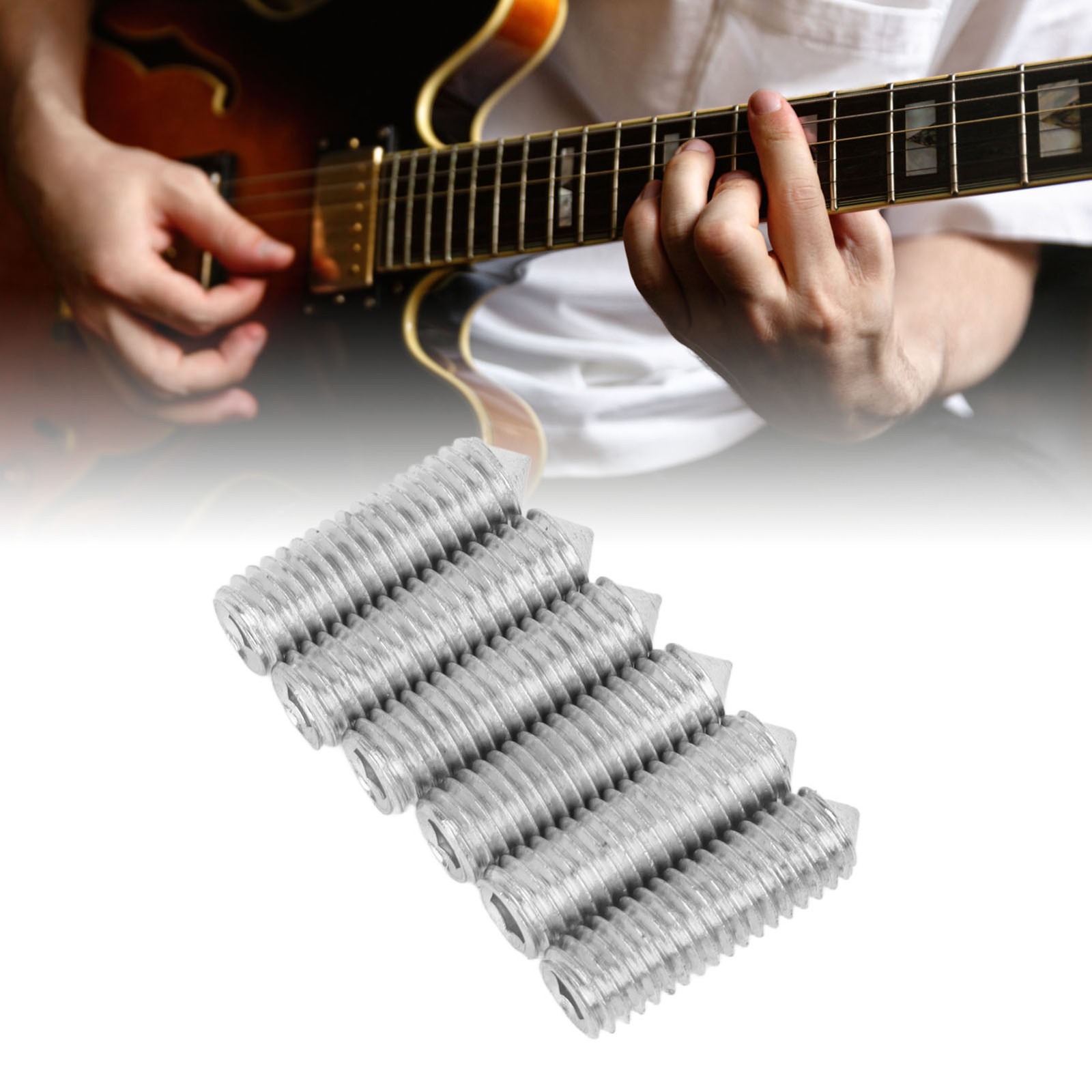 6PCS Guitar Bridge Hex Screws Electric Guitar Bridge Saddle Height Adjustmen