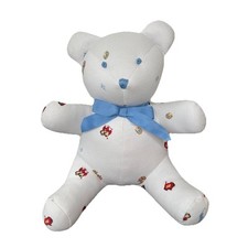 Ralph Lauren Baby Bear Plush Logo All Over Print White Blue Stuffed Animal Toy
