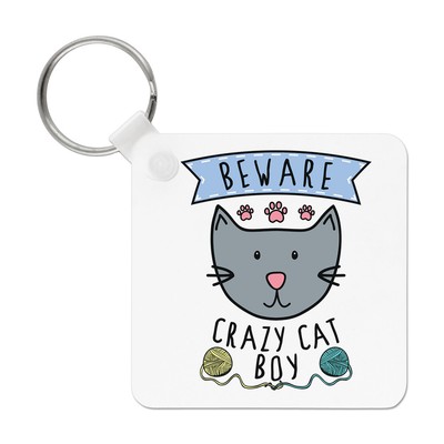 Beware Crazy Cat Boy Schlüsselanhänger Schlüsselanhängsel - lustiges Kätzchen Tier Haustier