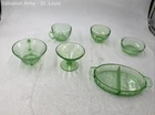 Green Floral Depression Glass Bowl Cups And Relish Dish Set Of 20