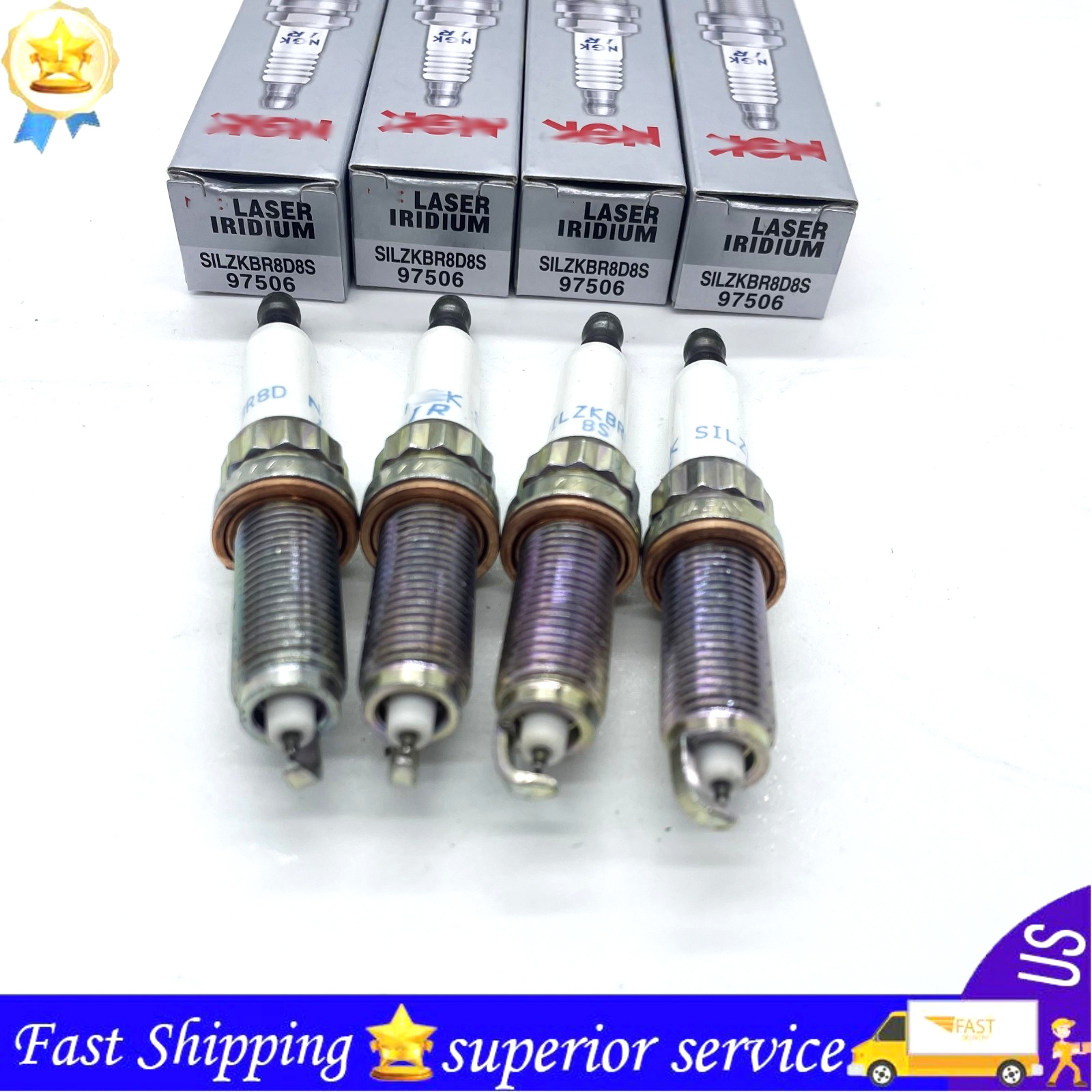 97506 4PCS  Laser Iridium Spark Plugs Fits For 12120039664 BMW SILZKBR8D8S