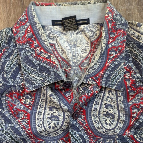 Vintage Le Jean De Marithe Francois Girbaud Shirt Men XXXL Blue Red Paisley - Picture 10 of 17
