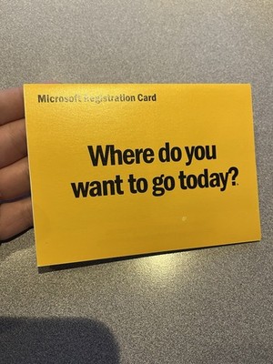 Vntg 1997 Microsoft Registration Card Where Do You Want To Go Today MSN Fold Out