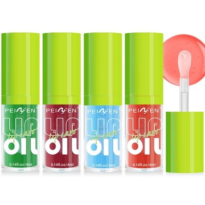 LemonSac 4 PCS Hydrating Lip Oil, Big Brush Head Lip Glaze Shiny Transparent ...