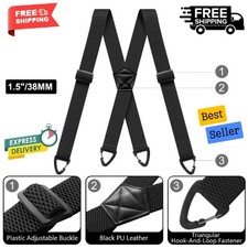 Suspenders for Men Heavy Duty, X Shape Back Hidden Suspender 1.5" Under Clothing