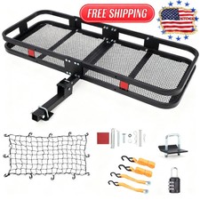 Heavy Duty Folding Hitch Cargo Carrier Basket 60x24x6 In 500 Lbs Capacity Rus