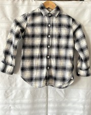 Gap Kids Black and White Checked Flannel Shirt Small 6-7 Long Sleeve Button Up