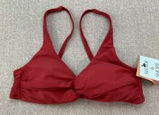 Shade  Shore Twist Front Tank Bikini Swimsuit Top Womens M 8-10 Burgundy Padded