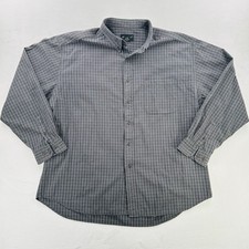 Eddie Bauer Shirt Mens 2XL Gray Plaid Button Down Long Sleeve Cotton Casual