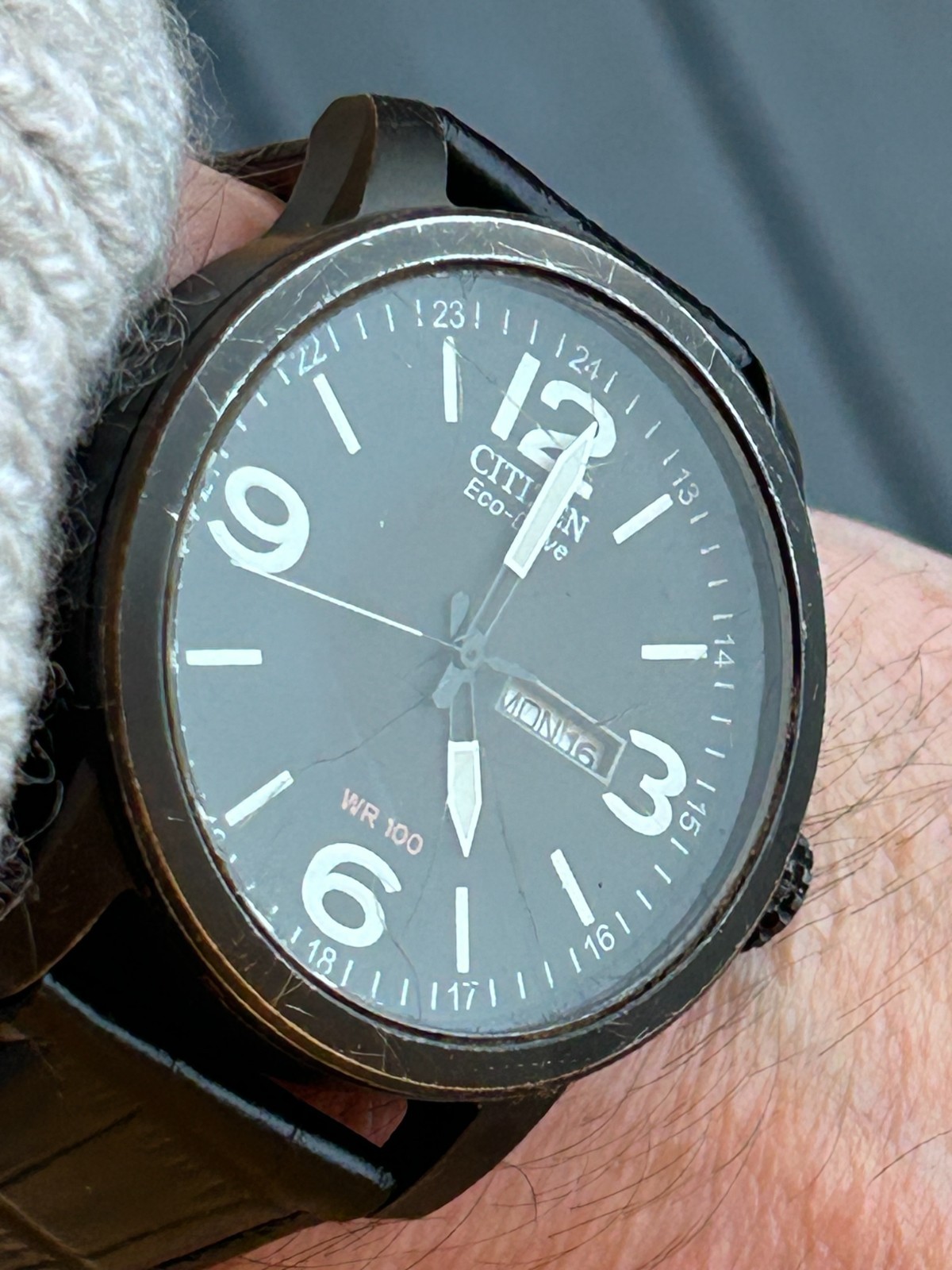 Eco Steel CITIZEN PVD Leather Gents Vintage &amp; Watch, (B656) Drive Black Strap - vintagewatches.pk