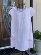 HLT463 Pink XLarge NWT Match Point Linen Shirt Blouse Tunic Long Pockets NEW TOP