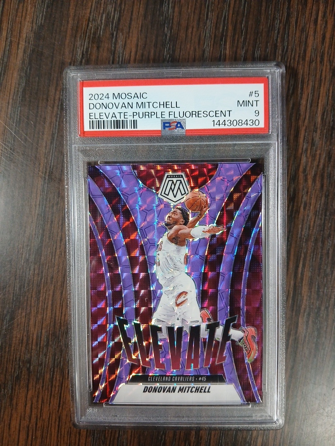 Donovan Mitchell 2024-25 Panini Mosaic Purple Mosaic 093/175 PSA 9 Mint  view 3