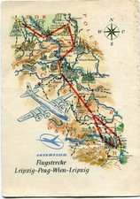 DDR-AK INTERFLUG Flugstrecke LEIPZIG - PRAG -...