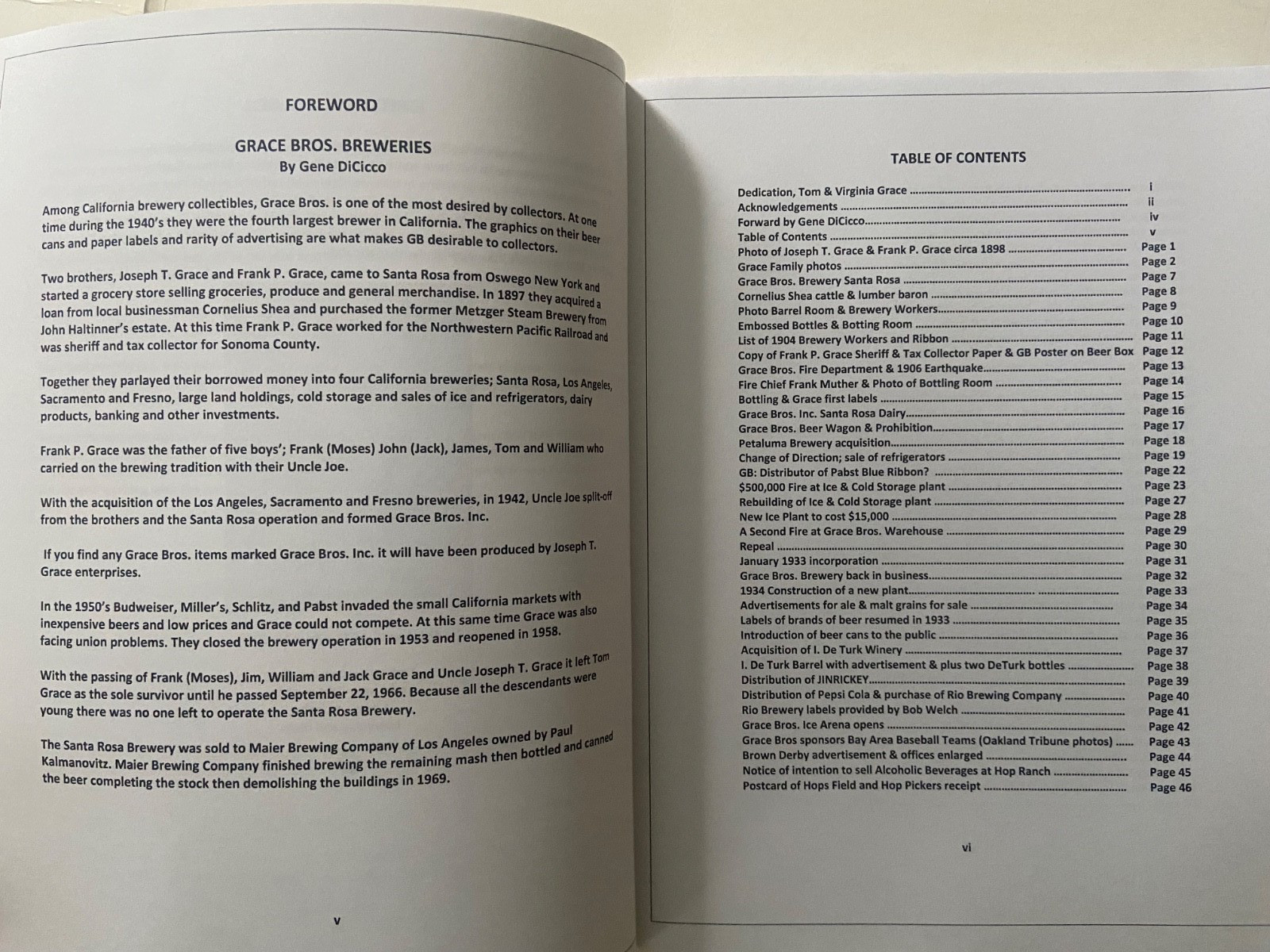 SIGNED ~ Grace Bros. Breweries, History & Memorabilia: Santa Rosa - Los Angeles