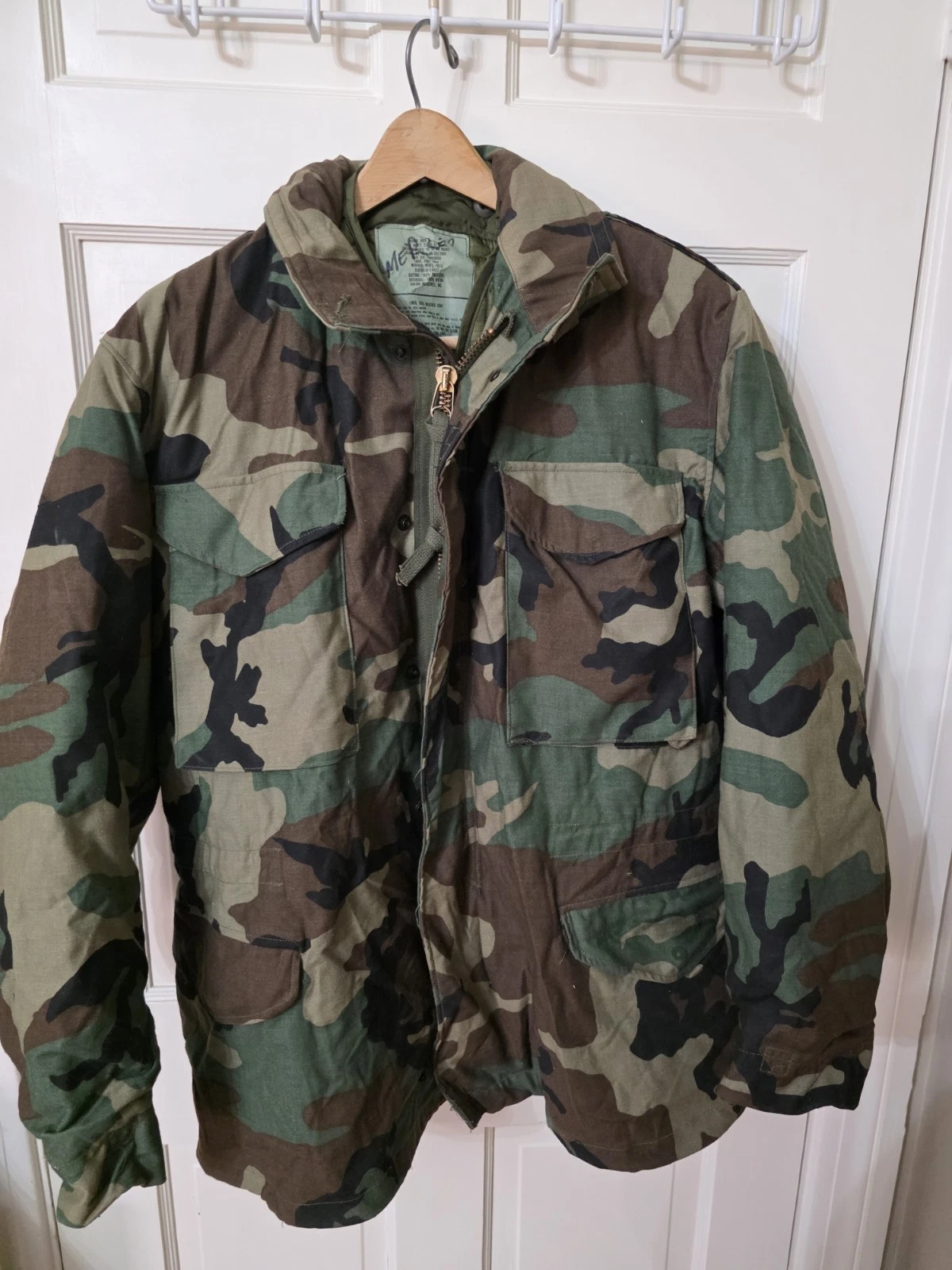 USGI M65 Military Field Jacket Woodland Camo Medium Cold Weather w/ Liner