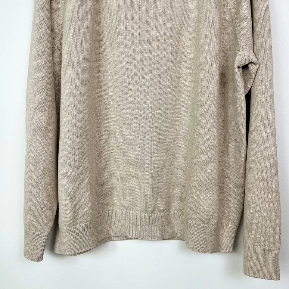 NWT L.L. Bean Wicked Soft Cotton Cashmere Crew Neck Sweater Mens XXL New Khaki - Image 4 of 4