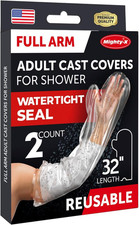 100 Waterproof Cast Covers for Shower Arm Adult - Tight Seal - 2Pk Reusable Cas