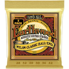 Ernie Ball Earthwood Folk Nylon 80/20 Bronze Acoustic Strings 3 Pack 28 - 42