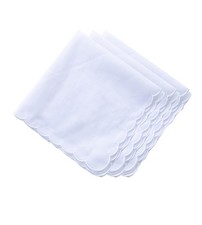 White Handkerchiefs Premium 60s Cotton Scalloped Hankies 11 Inches Soft Cloth