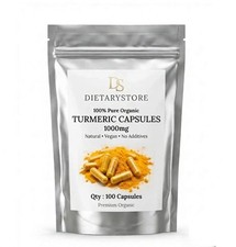 1000mg Turmeric Capsules 100 Count - 100 Pure Organic Curcuma Longa Natural