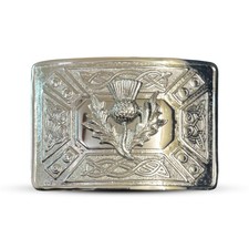 Scottish FRIENDSHIP KNOT W THISTLE EMBLEM Kilt Belt Buckle Nickel Chrome