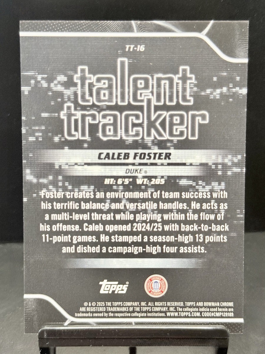 2025-26 Bowman Chrome Caleb Foster Orange /25 Talent Tracker #TT