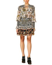 Farm Rio Floral Tapestry Silver Mini Dress Women's