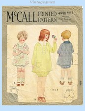 McCall 4998: 1920s Toddler Girls Bloomer Dress Size 4 Vintage Sewing Pattern