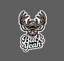 Buck Yeah Sticker Waterproof Decal Deer Animal Camo Hunting Outdoor Gift NEW