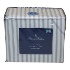 Brooks Brothers Turkish Flannel Twin Sheet Set 100 Cotton Striped Beige