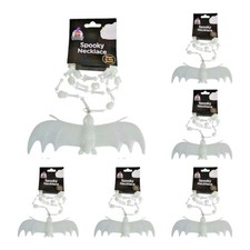 Lot of 6 Glow in the Dark Necklace Bat Skull Bones Party Favor Science 31" Toy