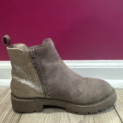 Steve Madden Girls Howl Taupe Glitter Chelsea Boots