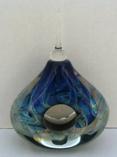 Robert Eickholt 2006 Blue Art Glass Perfume Bottle With Iridescence READ
