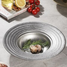Stainless Steel Round Plate 26cm Comfort Grip Wide Rim Food Presentation