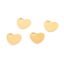 Herz Anhänger 304 Edelstahl IP gold 10 x 9 mm Fädelloch 1,5 mm 4 Stück