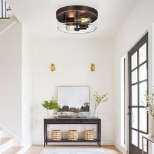 Flush Mount Ceiling Light Fixtures, 2-Light Oil Rubbed Bronze Ceiling Mount