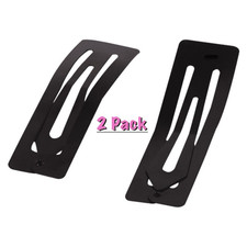 Large/ 2 Pack Jumbo Black Metal Snap Hair Clips Solid Rectangle Classic
